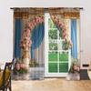 Set Of 2 Versatile Polyester Transparent Curtains Home Decoration Floral Use Bedrooms Living Rooms Made Room Window Treatment
