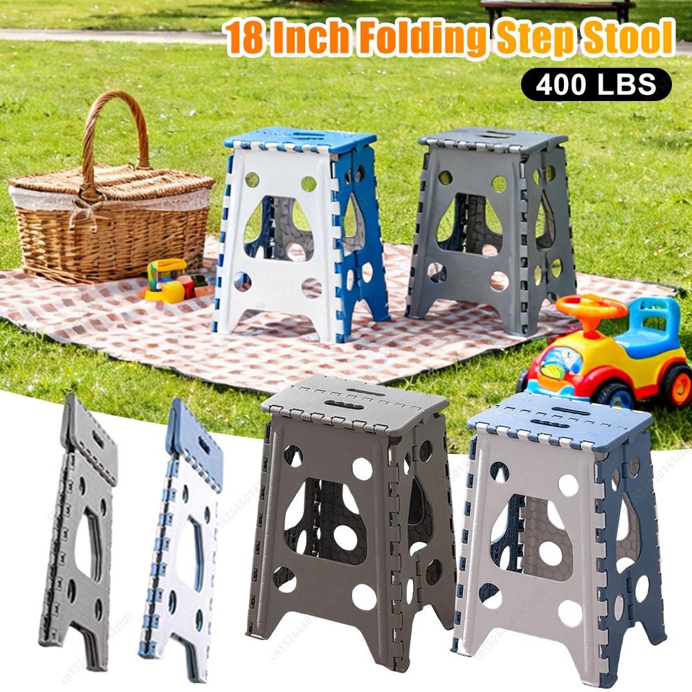 18 Inch Outdoor Picnic Camping Folding Chair Portable Travel Seat Heavy Duty Stepping Stool Household Foot Pedal for Kitchen Dor