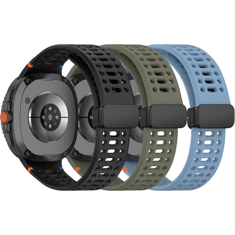 Silicone Sport Replacement Straps For Samsung Galaxy Watch 8 Classic / Watch 8 40mm 44mm, Magnetic Folding Clasp ,3-Piece
