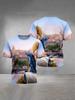 Summer Round Neck Cartoon Hotel Transylvania Pattern 3D Printed Top Fashionable Casual Short Sleeved Children's Boy T-shirts