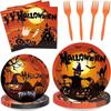 Knife fork spoon Halloween Disposable Tableware Pumpkin Napkins Cartoon Paper Plates  Halloween
