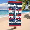 Nautical Anchor Striped Beach Towel Patterned Sunscreen And Windproof Suitable For Swimming Pool Camping Travel Blanket