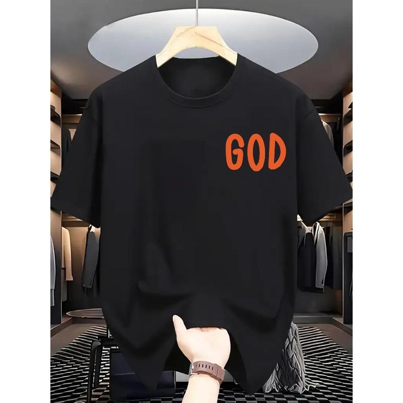 European Sizes 'Keep God First' Crew Neck Printed T-Shirt Comfortable Casual Cool Shirt for Men Stylish Trendy Tee Tops