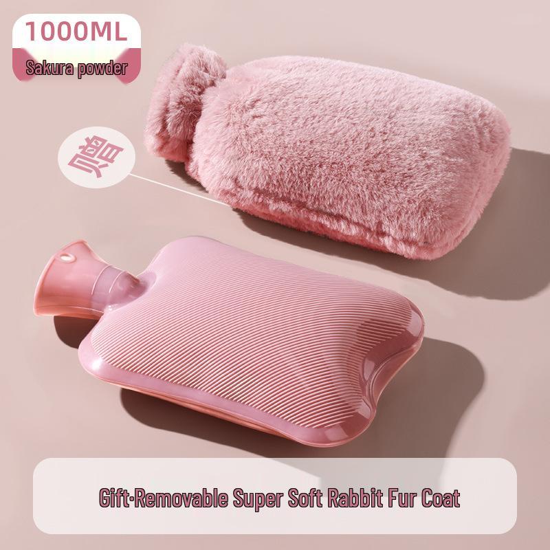 Thickened Anti-rabbit Fur Hot Water Bottle: Explosion-Proof Hand, Foot, and Stomach Warmer
