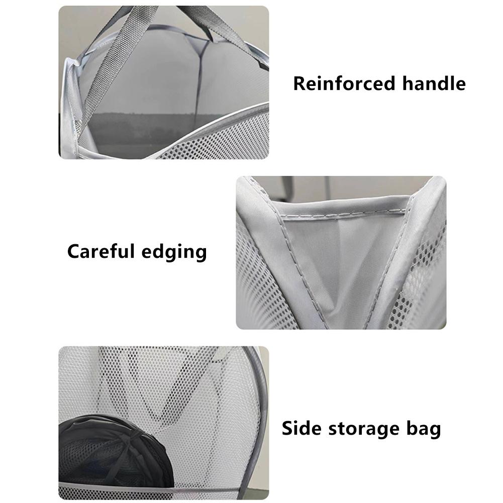 Folding Laundry Basket Organizer For Dirty Clothes Bathroom Clothes Mesh Storage Bag Household Wall Hanging Basket Frame