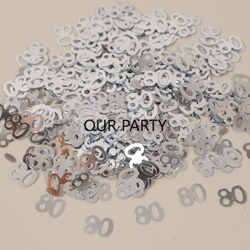 15g/bag Number 80th Years Old Sequin Confetti Digital 80 Table Scatter for Anniversary Happy Birthday Party Decorations