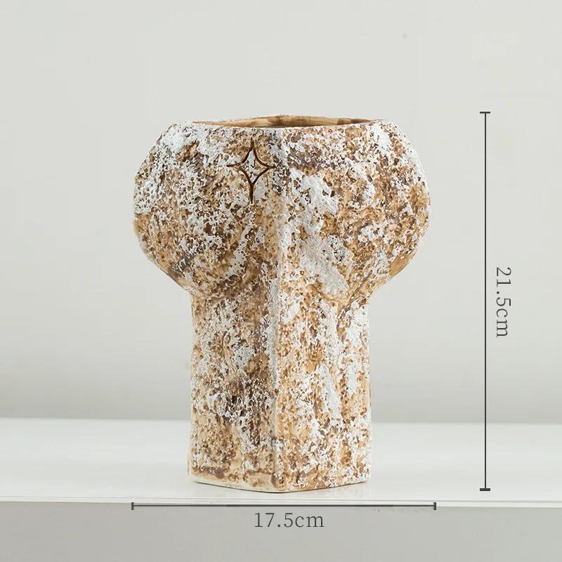

Ceramic Vase Make Old Stone Patterns Geometric Flat Mouthed Flower Vase Flower Arrangement Ceramic Crafts Home Decoration