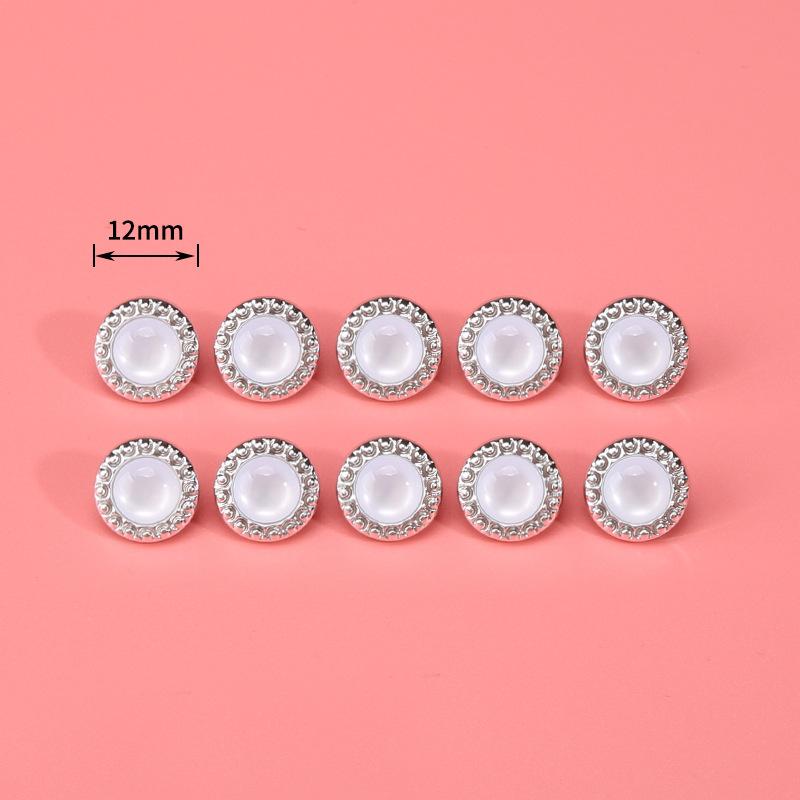 Pearl Button Versatile Round Shirt Button Top Cardigan Shirt Delicate Button Women'S Clothing Decoration