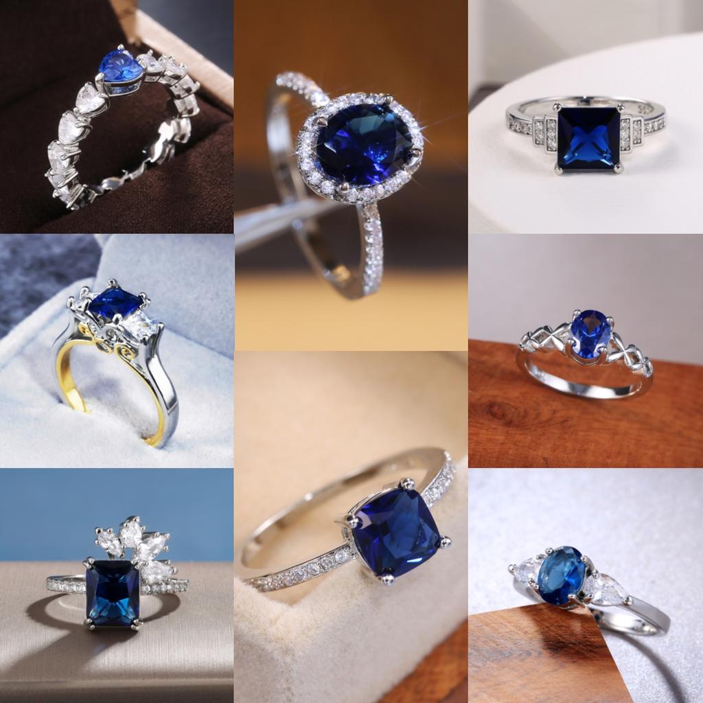 CAOSHI Fashionable Engagement Rings with Deep Blue Cubic Zirconia Women's Wedding Jewelry Daily Collocation Elegant Accessories