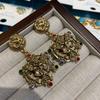 Pendientes de Ángel Besándose de Metal Retro y Antiguos, Pendientes de Botón de Rosa Incrustados con Diamantes de Alta Gama, Pendientes Exagerados Personalizados Para Mujeres