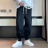 Autumn Men Pants Solid Color All Match Drawstring Elastic Waist Loose Ankle Tied Pants for Daily Wear