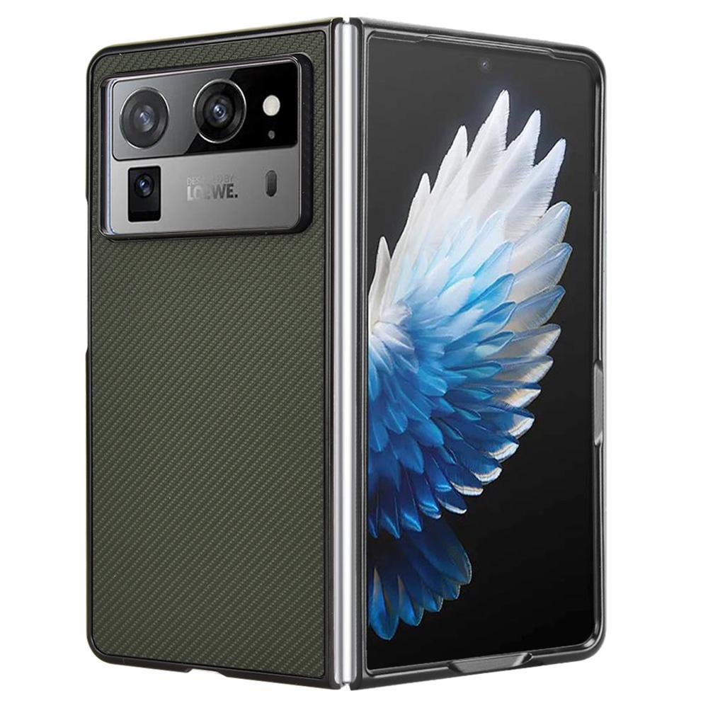 

For TECNO Phantom V Fold2 Case Carbon Fiber Texture Shockproof PU+PC Phone Cover Green