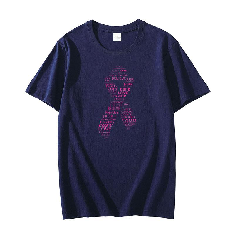 

Pink Ribbon Breast Cancer Awareness Women s Fashion T-Shirt Graphic Tee Tops Short Sleeve Basic Cotton Aesthetic Clothes Gifts 4XL