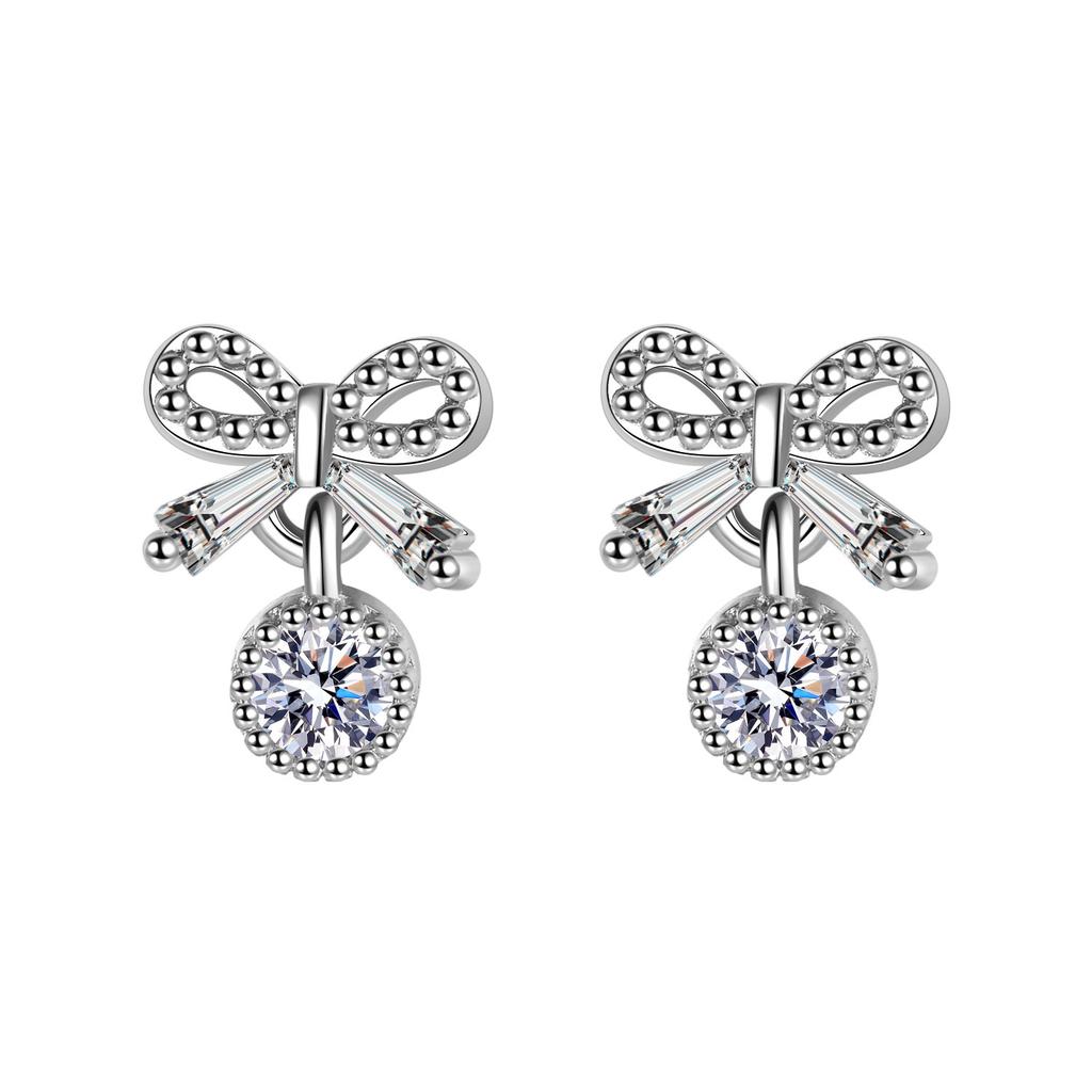 925 Sterling Silver Earrings For Women Round Zircon Earrings Sparkling Party Wedding Jewelry Gift Accessories