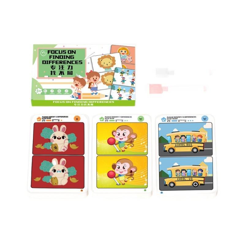 Fun Spot The Difference Concentration Training Cards Educational Puzzle Toy For Children