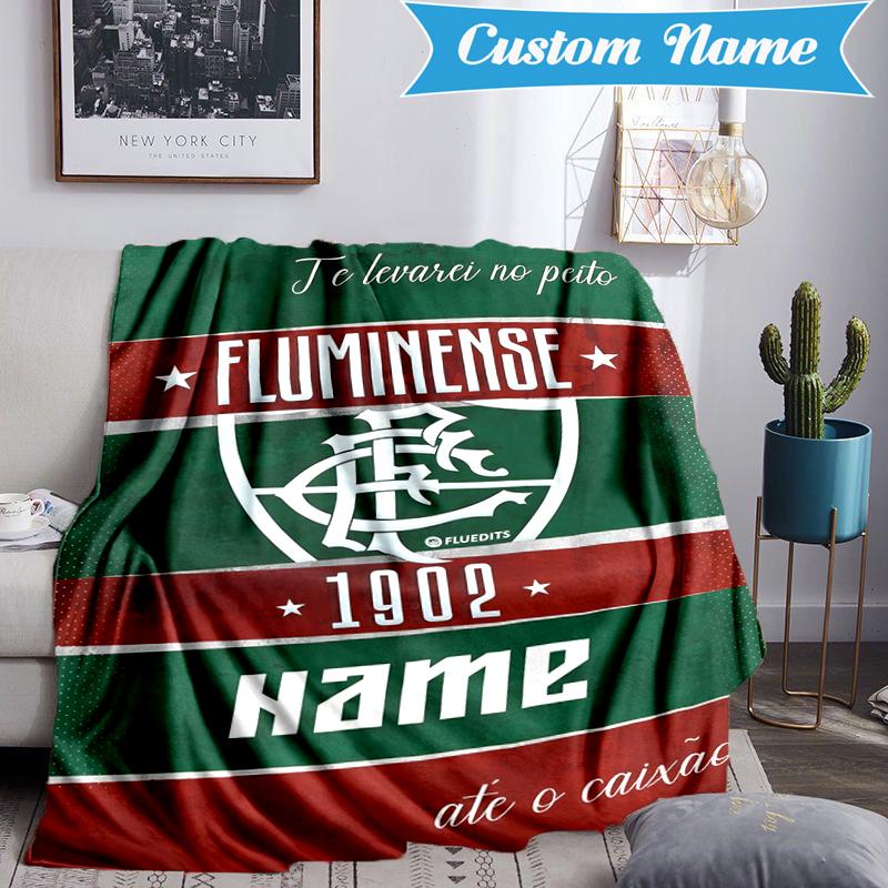 Custom Name Fluminense FC Crest Blanket Lightweight Ideal Bedding Blanket Perfect for Travel, Camping, Living Rooms, Sofas, Christmas gift