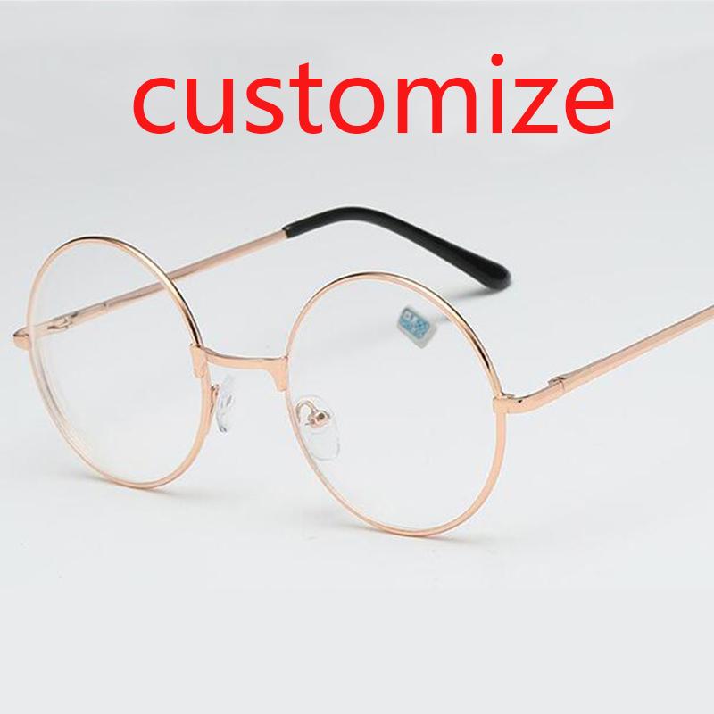 Round Glasses Woman Men Glasses Retro Myopia Optical Metal Frames Clear Lens Black Silver Gold Eyeglasses -1.0 -1.5 -2.0 To -4.0