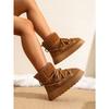 Women's New Winter Fleece Lined Thickened Elevated Chunky Sole Lace Up Fashionable Warm Cotton Boots