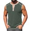 Men Sleeveless Henley Shirt Casual Athletic Tank Top Button Front Muscle Fit Summer Workout Shirt for Outdoor Sports