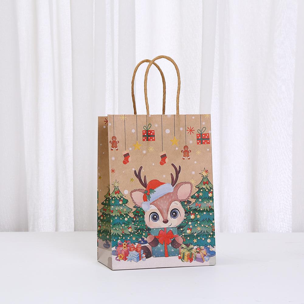 12/30pcs Christmas Kraft Paper Tote Bags Recyclable Gift Bags for Holiday Presents Party Favors Classroom Retail Packaging
