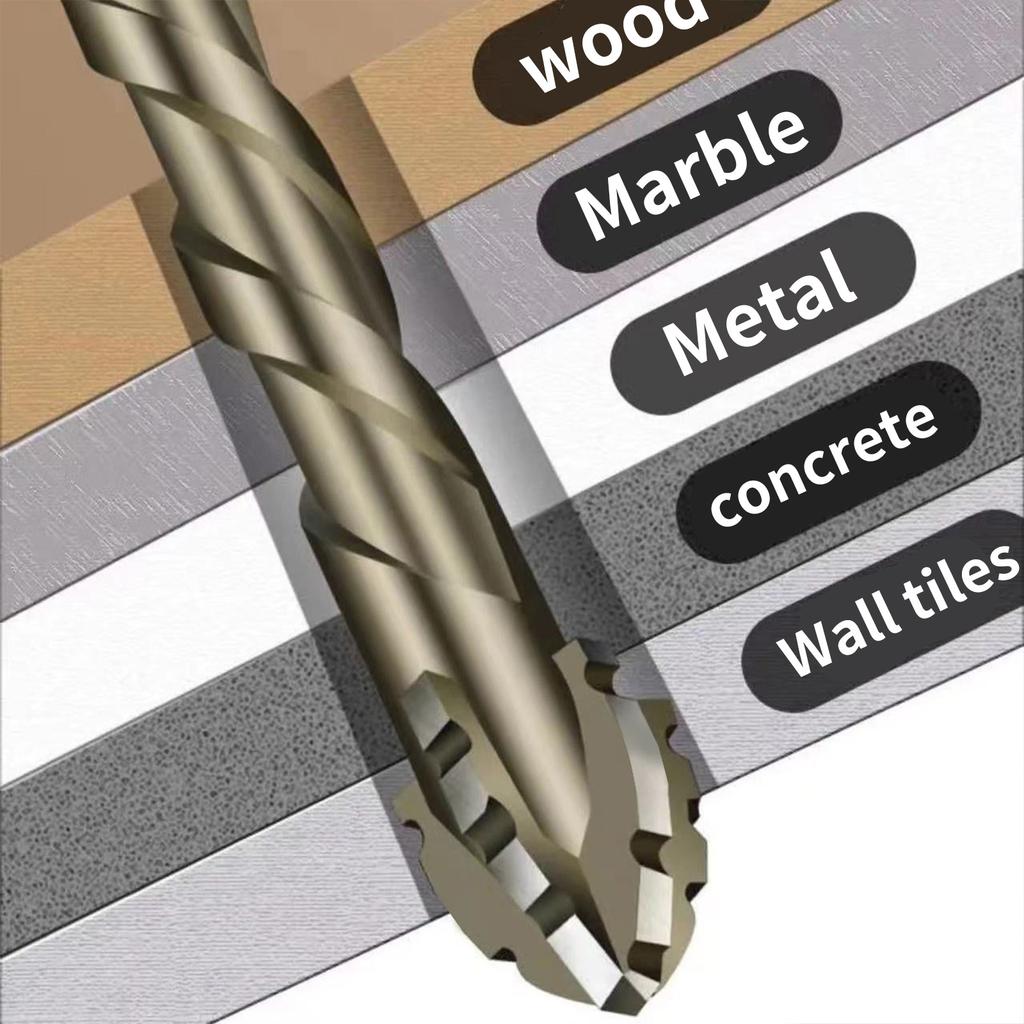 Burghiu elicoidal excentric cu patru caneluri, dinți de ferăstrău, pentru găuri de precizie în lemn, plastic, metal, faianță, marmură, ceramică