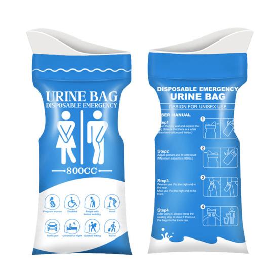 Car Emergency Urinal Bag Disposable Portable Urine Catcher for Men Women 800ml Capacity Leak-Proof Travel Urinal for Long Drives Road Trips