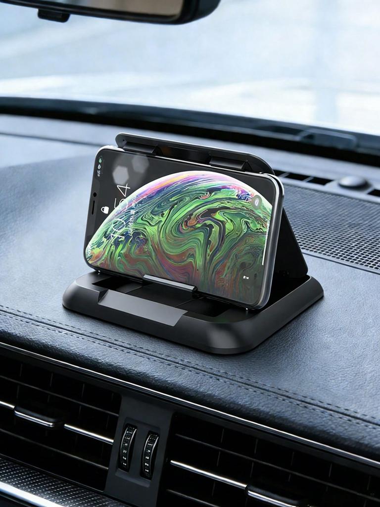 Carbon Fiber Car Phone Holder – Heat-resistant Silicone Base, 3-Angle Adjustable Spring Slot, Shockproof & Reusable, Universal