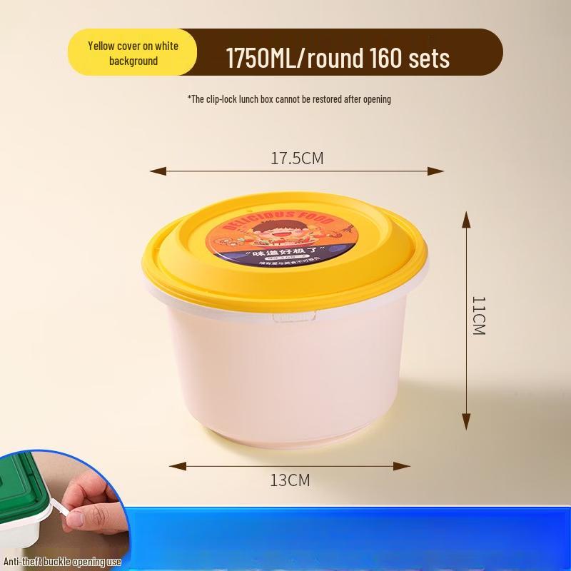 Disposable Takeaway Food Containers with Anti-theft Yellow Lids