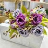 30Cm Long Artificial Flower 6 Pearls Roses Fake Flowers Premium Floral Bouquet Small Roses Silk Flowers