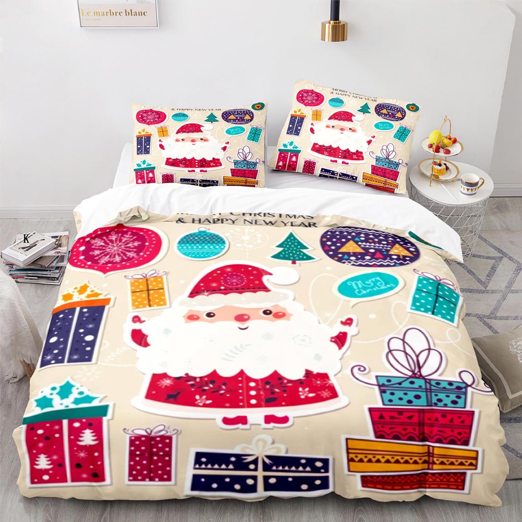 3d Three-piece Set European and American Size Santa Claus Quilt Cover Home Textiles