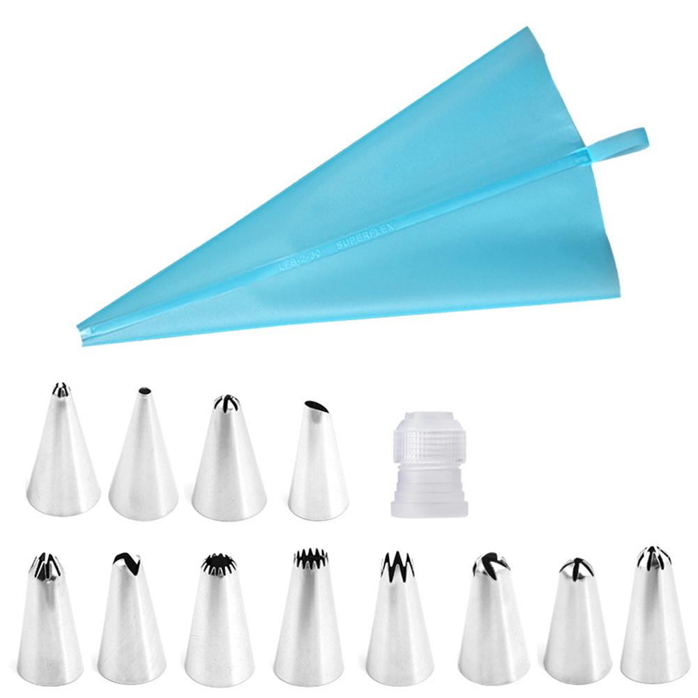 14 Pcs/set Reusable Piping Bag Tool Stainless Steel Piping Nozzles + Piping Bag + Converter Sustainable Professional Accessories For Baking