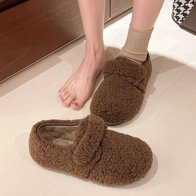 Fashion Women's Flat Shoes Winter New Round Head Deep Mouth Suede Soft Sole Anti-slip Wear-resistant Cotton Shoes