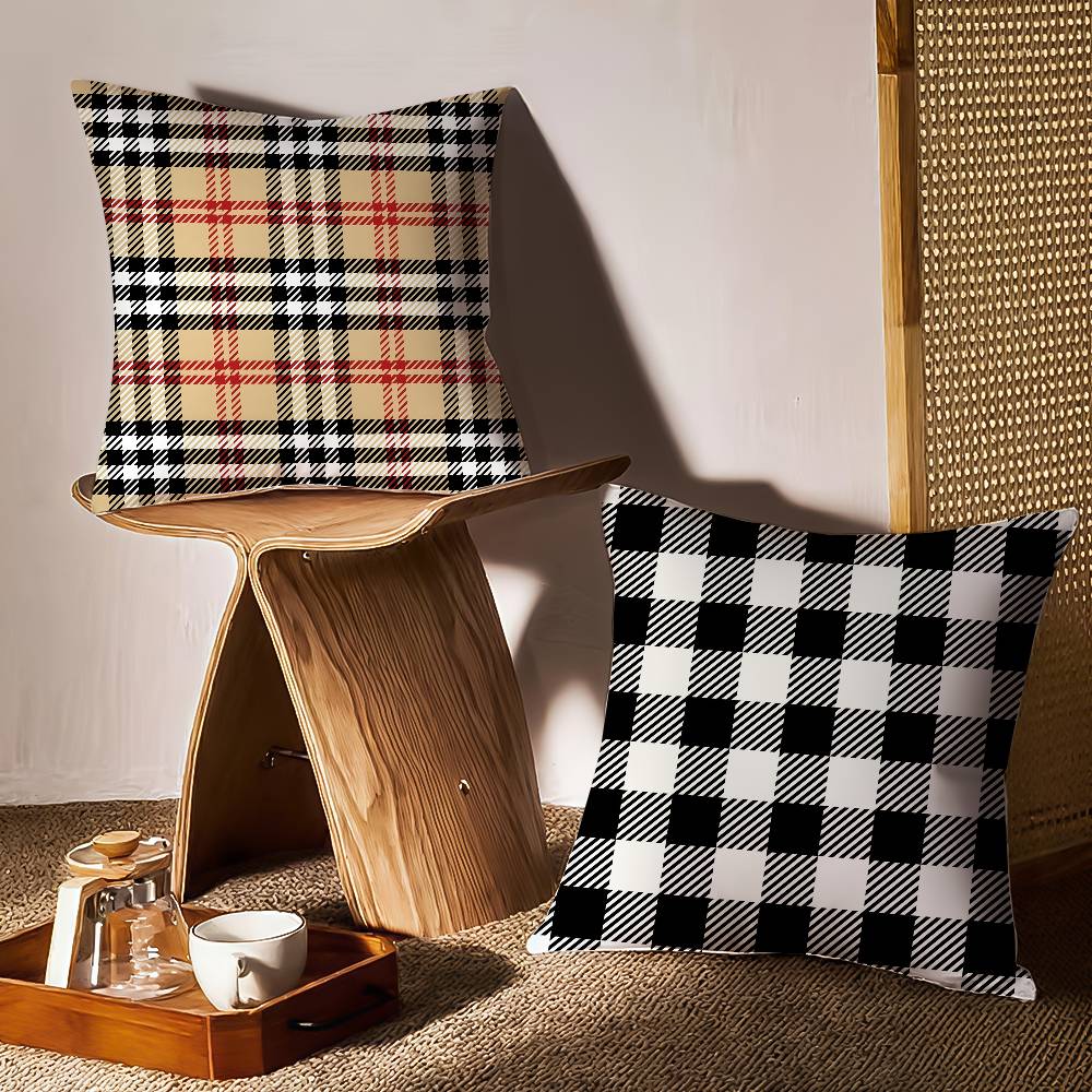 Elegant and Simple Home Plaid Pattern Pillow Case Printing Pillowcase Living Room Sofa Cushion Cover Bedroom Room Decor