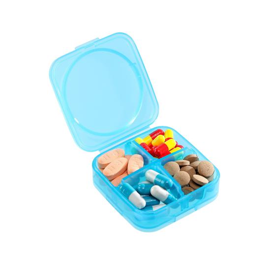 

Pill Box Weekly Organizer with Independent Sealing Buckles Design Pill Container Large Capacity Transparent Case for Travel And Home синій