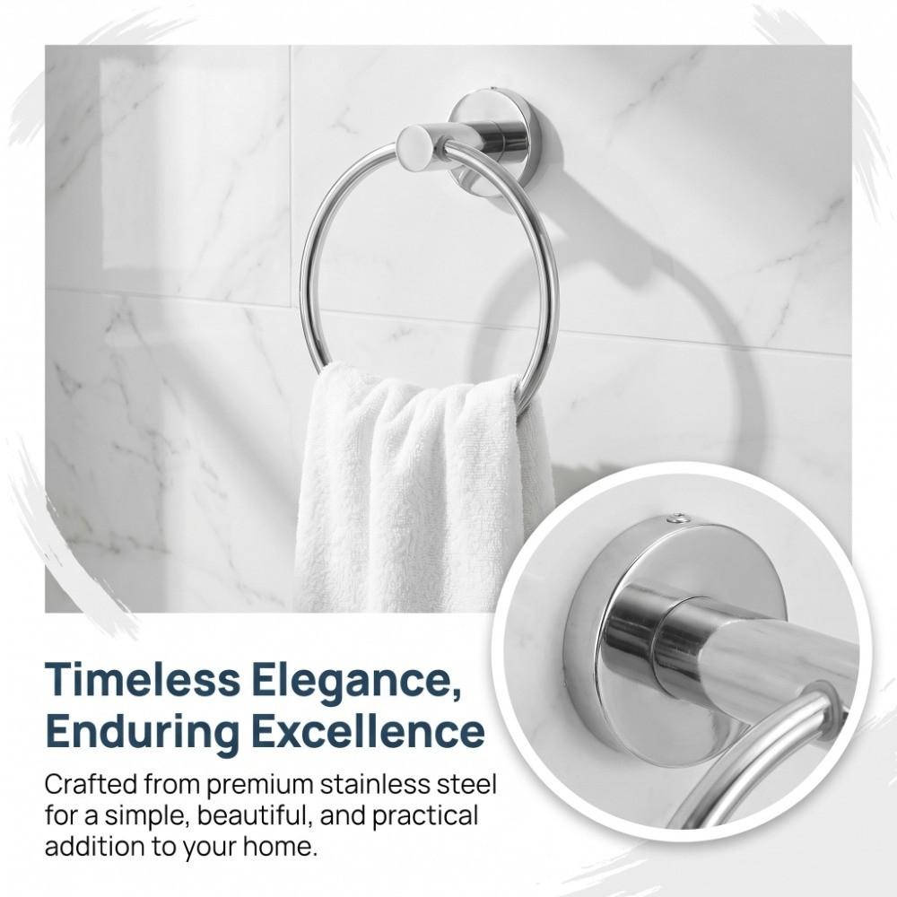 Stainless Steel Hand Towel Ring Wall Mounted Towel Holder Towel Ring Bathroom Kitchen Washroom