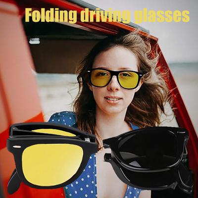 Fashion Classic Folding Sunglasses Men Women Square Sun Glasses Anti-glare Travel Fishing Cycling Sunglasses Square Portable Sun Glasses