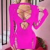 Sexy Fishnet Bodycon Dresses Women Hollow Nightwear Night Clothes  Pajamas Mujer Porno Clubwear See Through Bodysuit Dress