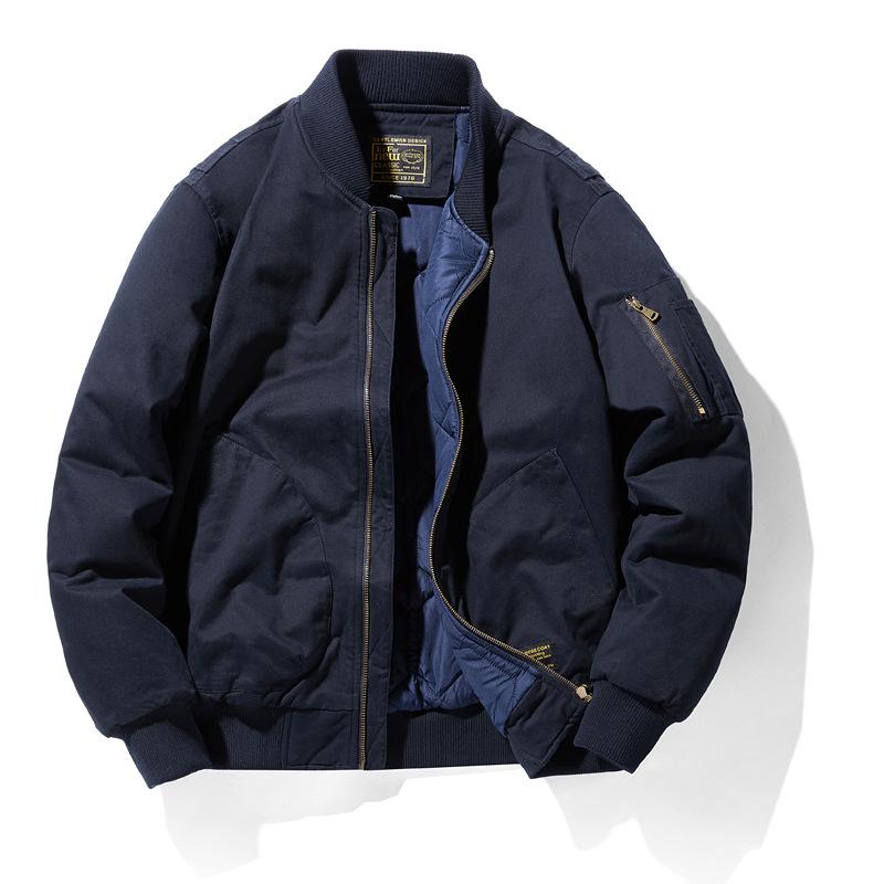 Men's Military-Style Cotton Padded Flight Jacket - Retro Casual Workwear for Autumn/Winter