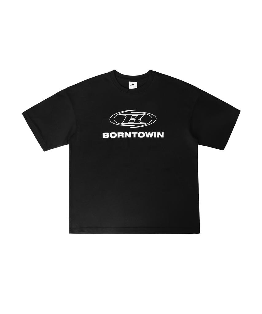 BORN TO WIN Stroke B Logo Semi Over Fit T-Shirts [Black]