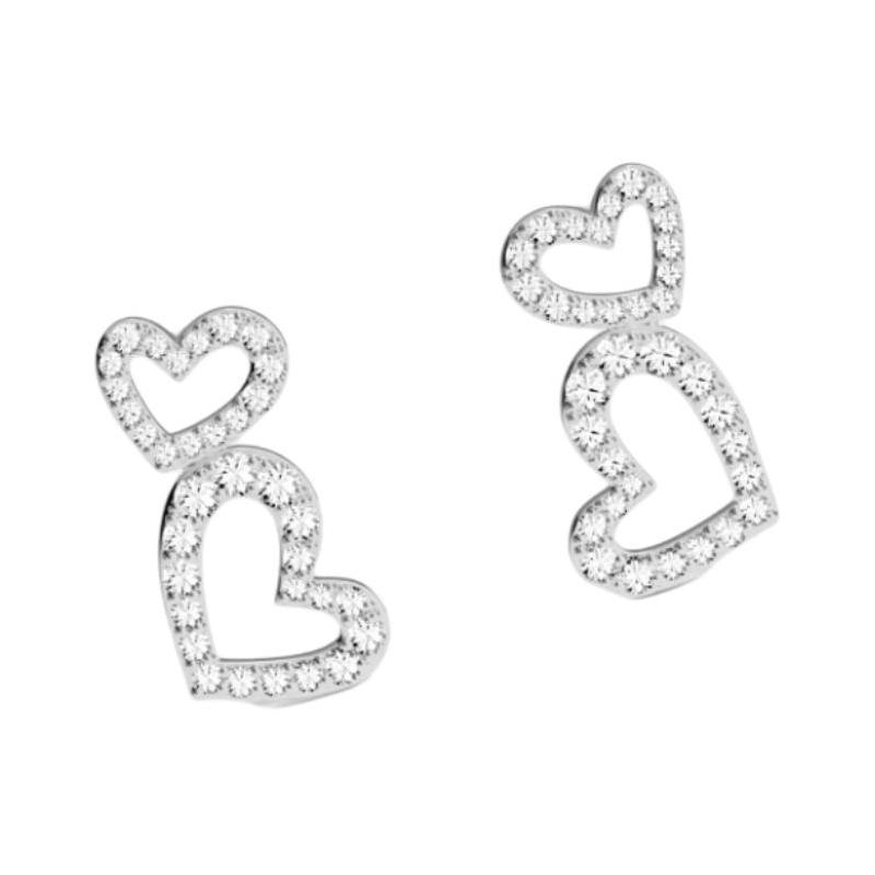 APM Monaco Double hollow design alloy rhodium plated earrings women s silver WE16532OX