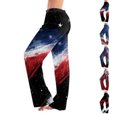 Pantalones de Pijama Sueltos para Mujer con Estampado del Día de la Independencia, Moda Casual para Casa
