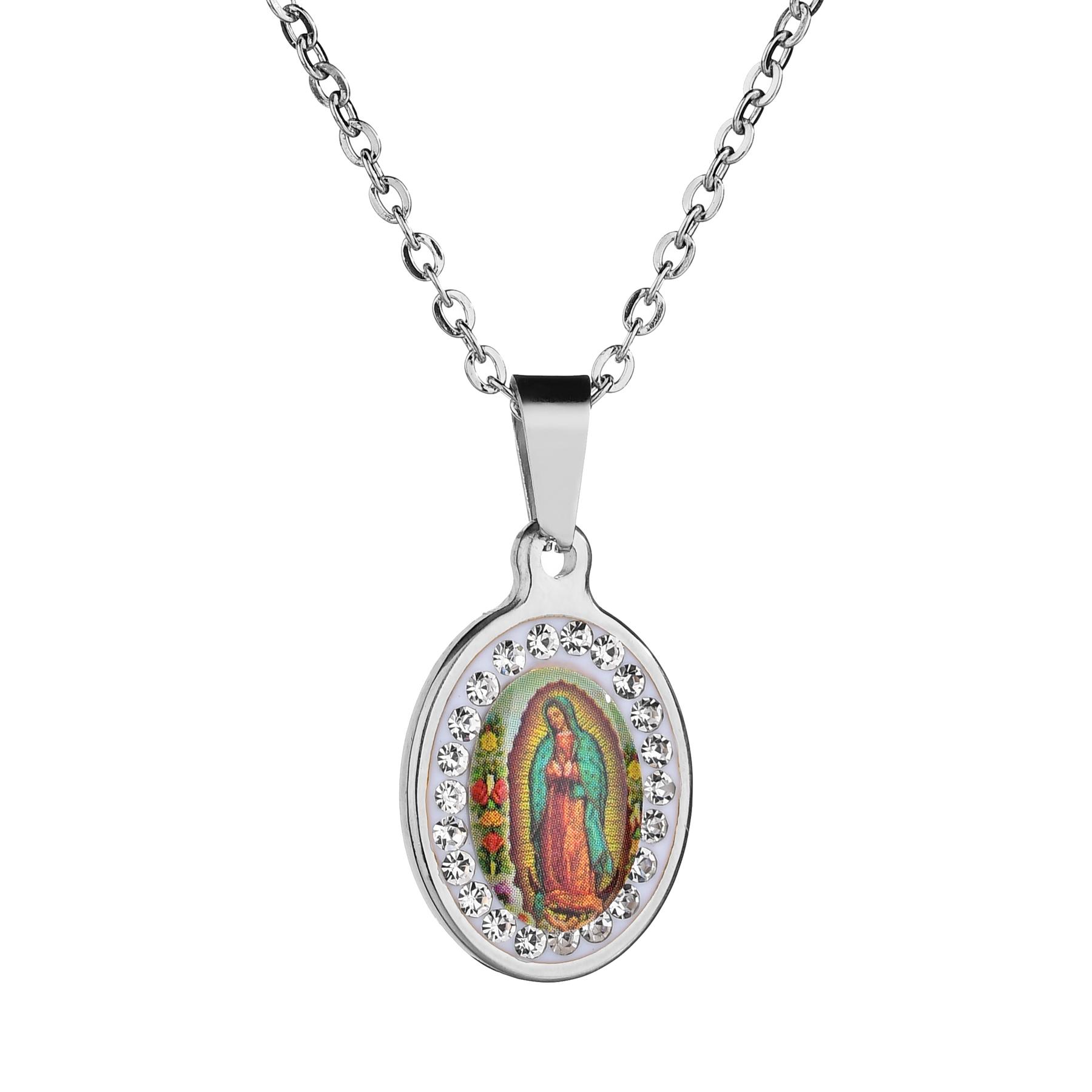 

Atoztide New Religious Virgin Mary Portrait Pendant Necklace Stainless Steel Christian Amulet Prayer Necklaces For Women Jewelry