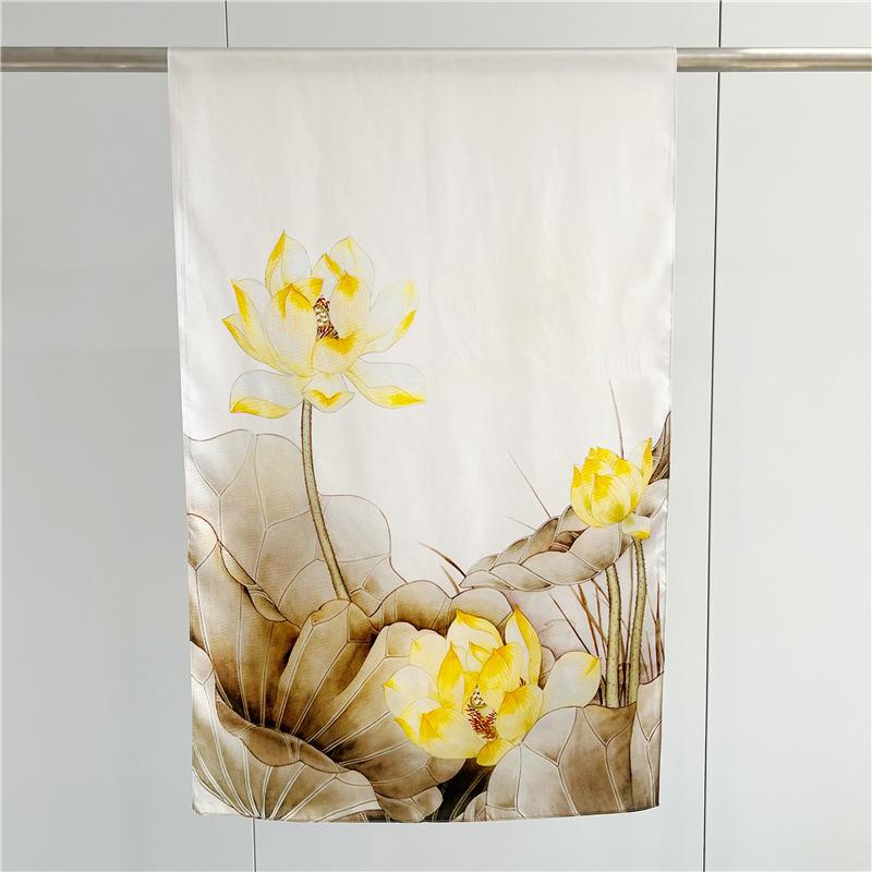 Silk Plain Crepe Satin Long Silk Scarf for Women