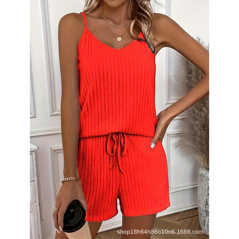 

Новий домашній одяг піжами майки модні повсякденні та зручні жіночі комплекти халтер S помаранчевий