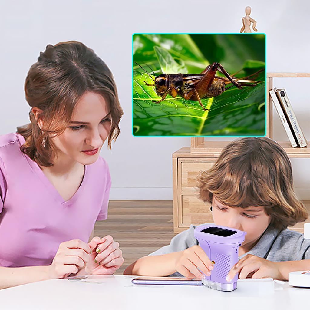 Microscope for Kids 1000X 1080P Digital Microscope Kids Microscope with 2.4 Inch IPS Screen Portable Handheld Magnifying Glass