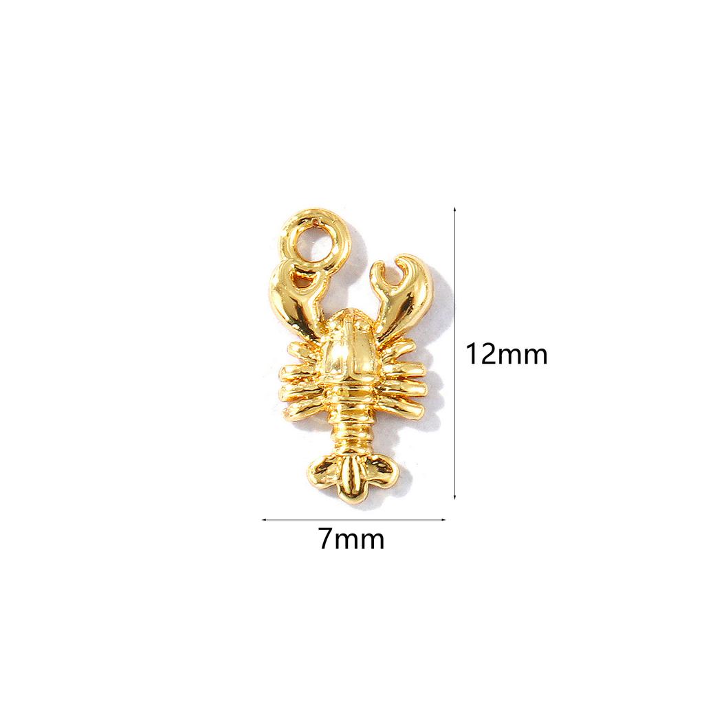 2 Pcs Ocean Jewelry Charms Goldfish Whale Lobster Clear Cubic Zirconia Brass Pendants For Diy Necklace Bracelet Making Findings