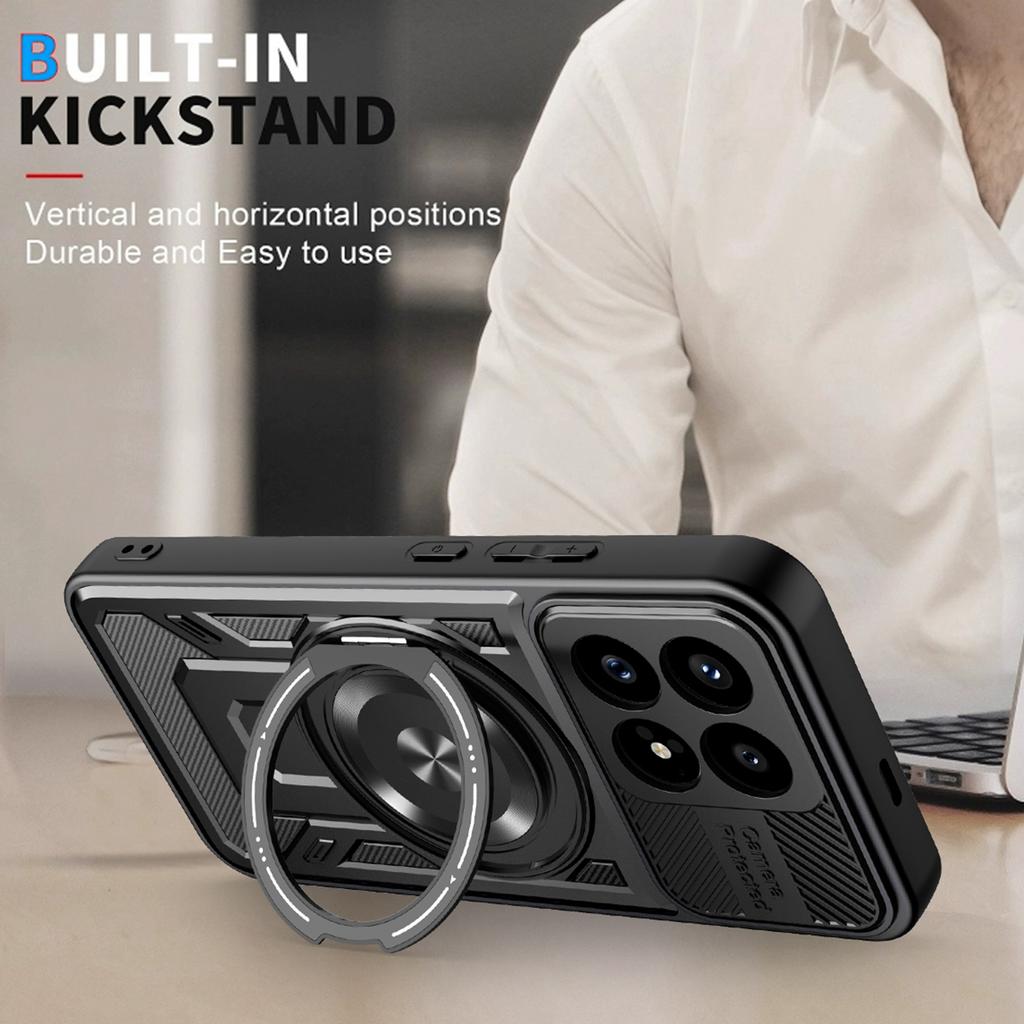 For Xiaomi Poco F8 Pro / Redmi K90 5G Magnetic Case Rotating Kickstand TPU + PC Phone Cover