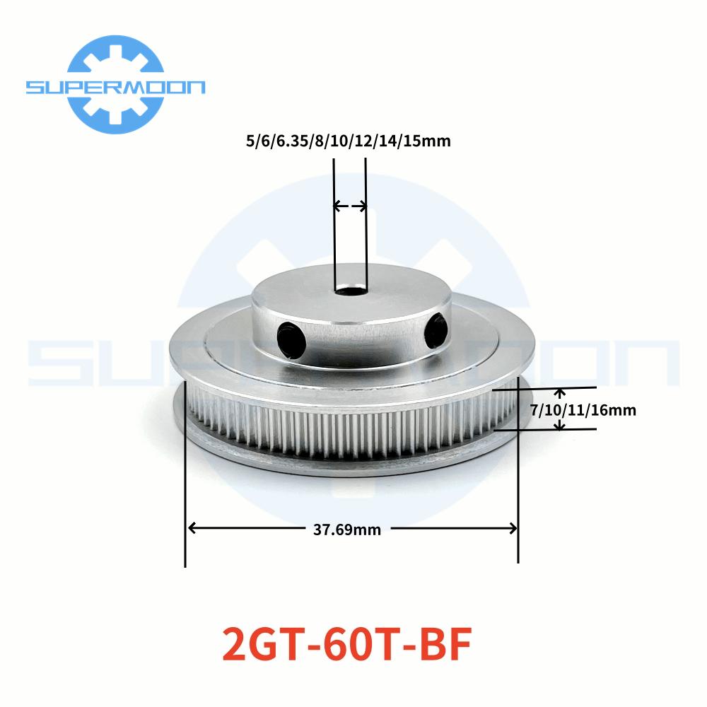 2GT 60 teeth Timing Pulley Bore 5-15mm Belt width 6/10/15mm GT2 Aluminum Alloy Pulley Transmission Components 3D Printer Parts
