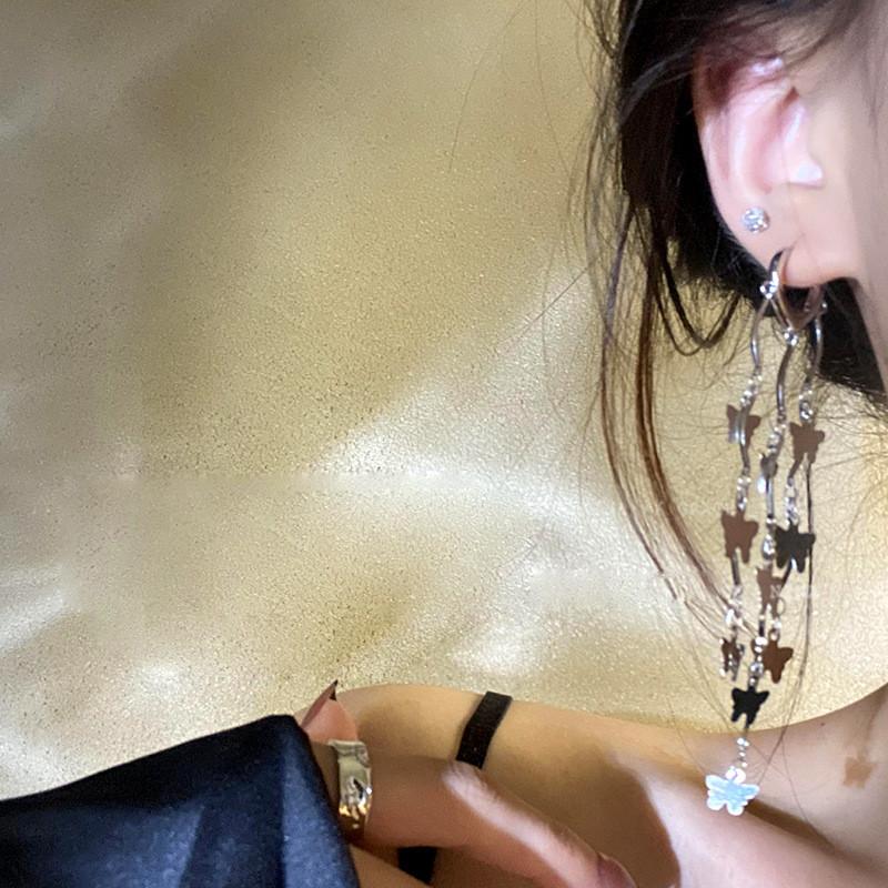 Temperament  Gold Plated Elegant Zircon Snowflake Long Tassel Earrings for Women Girl Rhinestone Dangle Water Drop Earrin