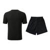 Li-Ning Summer Mens Comfortable Versatile Simple Round Neck Pullover Breathable Skin-Friendly Casual Sports Suit Unisex suit Black AHSVE27-1+YATV113-1